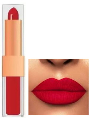 Luipui new red 2 in 1 matte finish lipstick pack of 1 waterproof(red, 6 g)