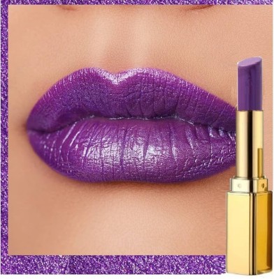 BLUEMERMAID SMUDGE PROOF METALLIC SHINE FULL COVERAGE LIP MAKEUP LIPSTICK(PURPLE, 3.6 g)