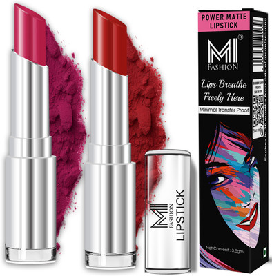 MI FASHION Matte Lipstick Combo Set Creamy Finish Deep Magenta, Cherrywood For Medium Tone(Deep Magenta, Cherrywood, 7 g)