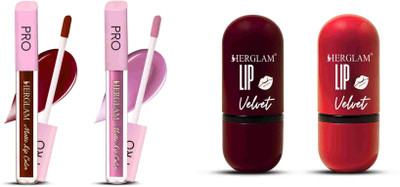 herglam Makeup Combo – Long Lasting Lipstick with BB Compact Powder(Multicolor, 10 ml)