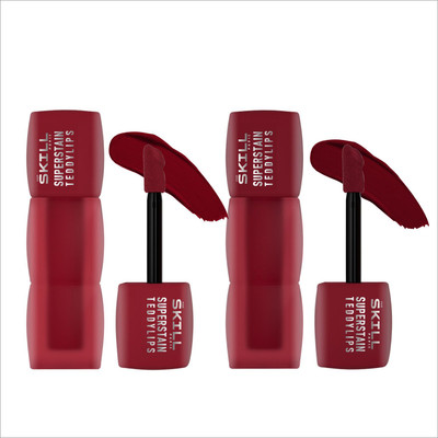 Nandiayan SuperStain TeddyLips Combo–12H Long-Lasting, Smudge & WaterProof Liquid Lipstick(MAROON & DARK MAROON, 10 ml)