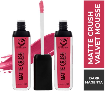 MATTLOOK Matte Crush Velvet Mousse Lipstick, Dark Magenta (10ml) Pack of 2(Dark-Magenta, 10 ml)