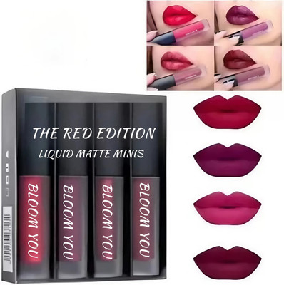BLOOM YOU Red Rebel Smudge-Proof Velvet Matte Lipstick(10 ml, Multicolour)