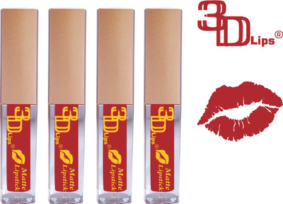 3D-LIPS Matte Me Non Transferable Liquid Lipstick Pack of 4(Mehroon, 10 ml)