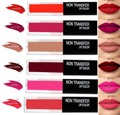 FLENGO Super stay matte ink bold lip color liquid lipstick combo pack of 6(Multi-Color, 24 ml)