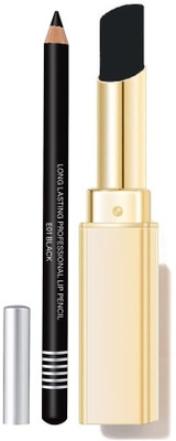 SEUNG BOLD LOOK MAKEUP SET BLACK LIPSTICK WITH LIP LINER(BLACK, 5 g)