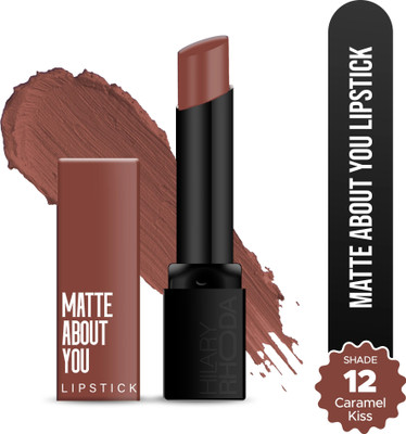 Hilary Rhoda Matte About You Lipstick | Long Lasting & Highly Pigmented | Matte Finish(Caramel Kiss - Shade 12, 3 g)