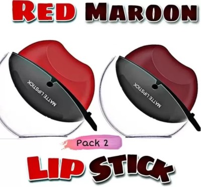 Latixmat shape_Waterproof,_LongLasting,_Moisturizing_Lipstick_pack_of_2(Red, maroon, 8 g)