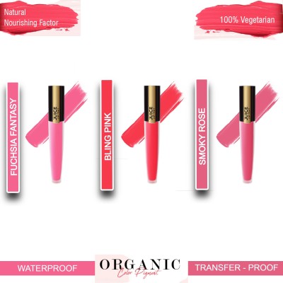 Juice Lip Tint Combo 1 Shade:M-3:M-4:M-10(Bling Pink, Fuchsia Fantasy, Smoky Rose, 27 ml)