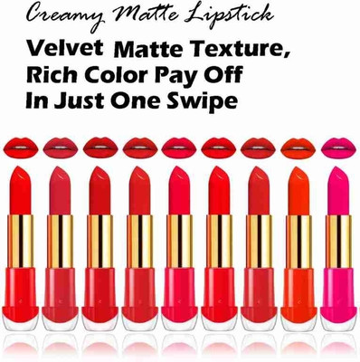 kKode beutiful shade lipstick combo colour pack of 9(multi colour, 40 ml)
