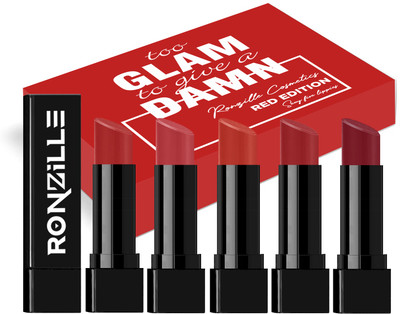 RONZILLE Long Stay Matte Lipstick Combo Set of 5(Red-Edition, 15 g)