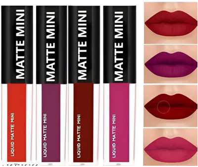yim~mi Non Transfer WaterProof Sensational Liquid Matte Red Lipstick Set of 4(multicolor, 16 ml)