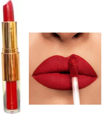Luipui new red 2 in 1 matte lipstick pack of 1 best for lips awesome(red, 6 g)