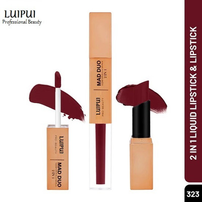Luipui Mad-Duo 2 IN 1 Liquid Lipstick Get Matte That Lasts Long(RED BERRY, 4 ml)