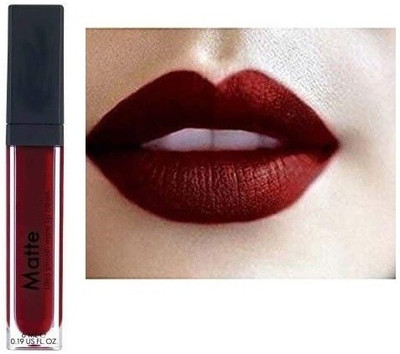 MYEONG Waterproof Ultra Smooth Long & Lasting Lip Gloss/Liquid Lip Stick for Women(Dark Maroon, 6 ml)