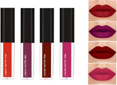 LORSHEL Instant Beauty Sensational Liquid Matte Lipsticks 4 Piece(The Forever Red Edition, 16 ml)