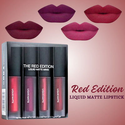 Phillauri Red Edition Professional Color Liquid Lipstick Combo Pack Set of 4 Lipsticks(RED, 64 ml)