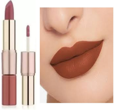 Luipui best brown 2 in 1 matte lipstick waterproof pack of 1(brown, 6 g)