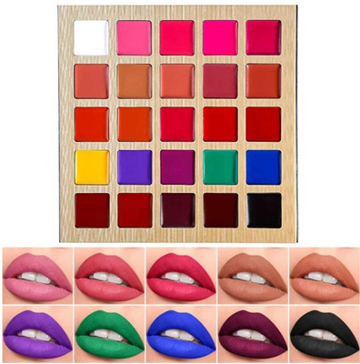 LOVE HUDA Waterproof 25 Color Matte Multi Shade Lip Color Palette Lipstick(Multicolor, 25 g)