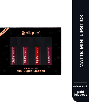 Pilgrim Matte Mini Liquid Lipstick 4 in 1 Pack Smudgeproof, Hydrating & Lightweight(Bold Mistress, 4 ml)