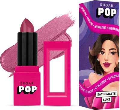SUGAR POP Satin Matte Luxe Lipstick 07 Blossom - Long-wearing | Full Coverage(Light Pink, 3 g)