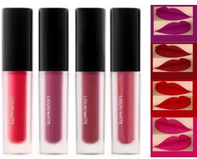 Pro Swiss Liquid Lipsticks Set of 4 (Magenta, Red Twist, Maroon Touch, Purple Pout)(Multicolor, 16 ml)