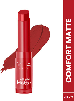 MILA BEAUTÉ Comfort Matte Lipstick | Highly Pigmented & Matte Finish Long lasting Lipstick(Mostly Red, 3.8 g)