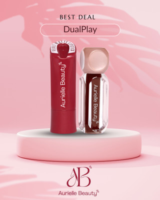 Aurielle Beauty DualPlay Lipstick Combo – Matte + Liquid | Best Deal Offer(Cherry red(14), Caramel Crush(08), 3.5 g)