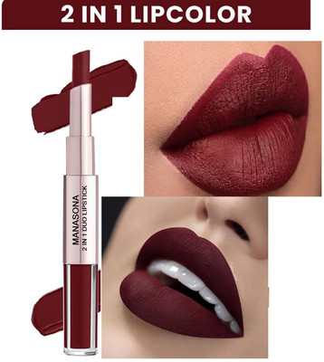 manasona BEST 2 IN 1 LONG LASTING WATERPROOF MATTE FINISH LIPSTICK(MAROON, 7 g)