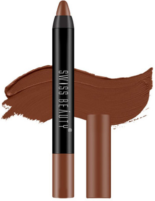 SWISS BEAUTY Non Transfer Matte Crayon Lipstick | Waterproof & Smudgeproof| -((Chocobar, 3.5gm), 3.5 g)