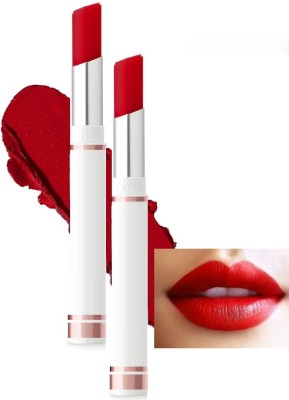 HUZURLU Non Transfer Matte Water Proof Smooth Lipstick Brave red combo(brave red, 7.6 g)