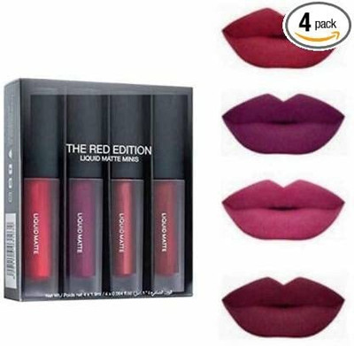 YELGO Liquid lipstick Red edition minis 4 RED, 4 ml (Pack of 4) (Multicolour, 4 ml)(Multicolor, 16 ml)