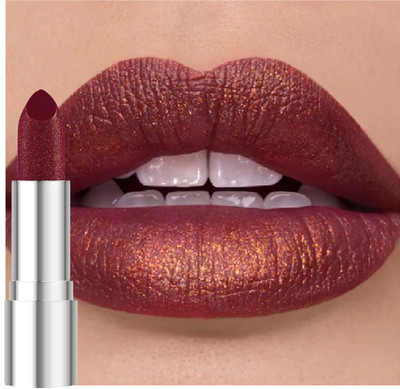 MYEONG GOLDEN SHIMMERY DUST SHINY MULTI PURPOSE GLITTER CHILLY MAROON COLOR LIPSTICK(Chilly Maroon, 3.8 g)