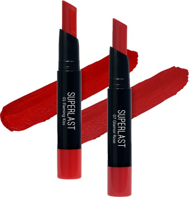 Me-On Superlast Lipstick (Shade 01,07)(Flaming Kiss,Glamor Rose, 4 g)