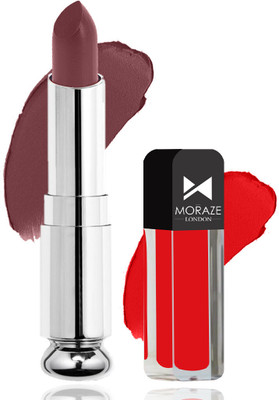 MORAZE Soft Matte Long Stay Lipstick Duo (4.5 g + 1.2ML, Cappucino + Scarlet Red)(Multicolor, 5.7 g)