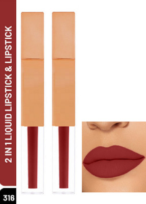 Luipui MATTE CRUSH SUPER STAY LONG LASTING, FULL COVERAGE LIPSTICK PACK OF 2(TOTEM POLE, 14 ml)