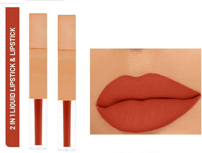 Luipui PARTY MATTE ORANGE COLOR LIPSTICK WATERPROOF PACK OF 2(ORANGE, 14 ml)