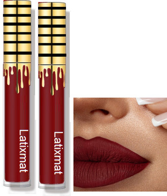 Latixmat Combo Matte Liquid Lipstick Smudgeproof Liquid Long-Lasting Rich red Lipstick(Rich red, 10 ml)