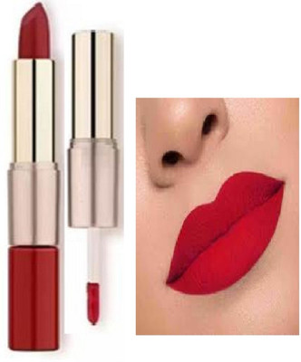 TOPQ 2 IN 1 RED MATTE LIPSTICK PACK OF 1 WATERPROOF LATEST(RED, 6 g)