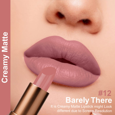 One Wish Creamy Matte Lipstick | 8 Hrs Long Lasting | Smooth & Soft Finish | Shade 12(Barely There, 3.8 g)