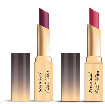 Seven Seas Matte With You Lipstick Long Lasting & Non-Transfer Pack of 2�(Dark Burgundy and Amaranth, 7 g)