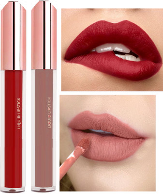 ADJD Transfer Proof Kiss proof Matte Liquid Lipstick Red & Peach(MULTI COLOUR, 6 ml)