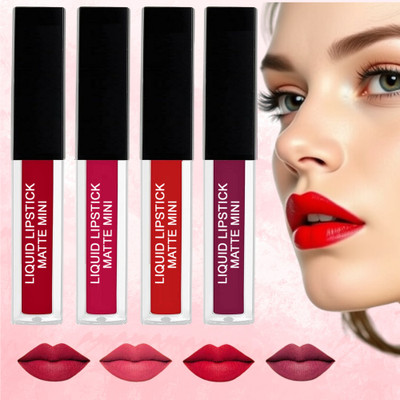 TQS Color Sensational Liquid Creamy Matte Lipstick Combo Set of4(Multicolor, 16 ml)