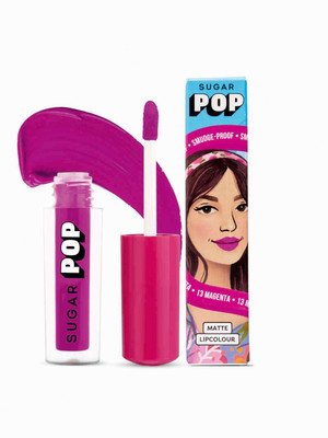 SUGAR POP Matte Lipcolour 13 Magenta - Super Matte | Lasts 8+ hours | Non-Drying(Magenta, 1.6 ml)