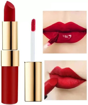Yuency Matte finish liquid 2 in 1 red lipstick water proof & long lasting(red, 8 g)
