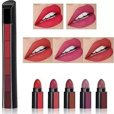 Liptick 5 in 1 Matte Lipstick Best Quality Lipstick(Red, 15 g)