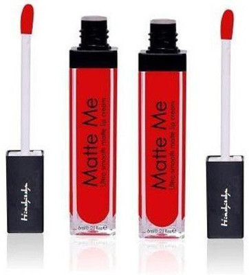 Hudabird Matte Me Super Red Matt Color Liquid Lipstick ( Pack of 2 )(Red, 12 ml)