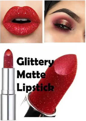 AFARAXIA shimmer bold glitter hot red lipstick(hot red, 3.8 ml)