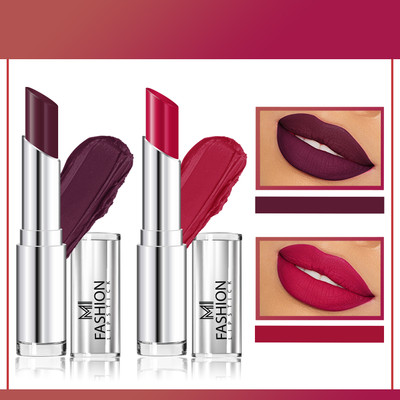 MI FASHION Skin Friendly Vegan Lipsticks Set Cr�me Matte Vitamin e Enriched Combo of 2 Code no 1561(Maroon, Red Bomber, 7 g)