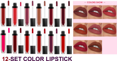 GABBU 12 Multi color Soft matte Smudge Proof Long lasting Liquid Lipstick(MULTI COLOR, 96 ml)